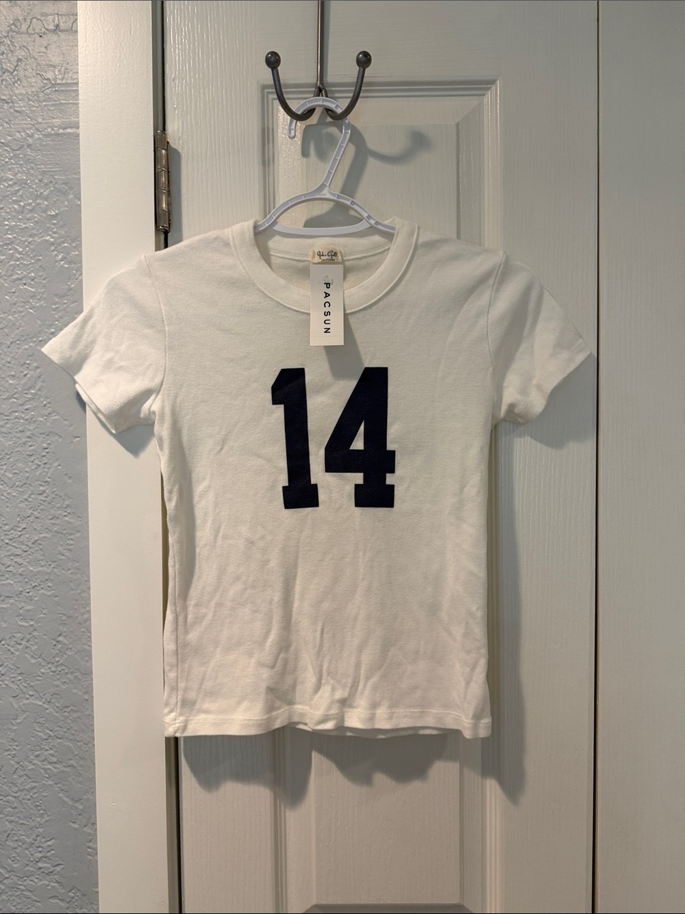 PacSun White T-Shirt with Navy Detail